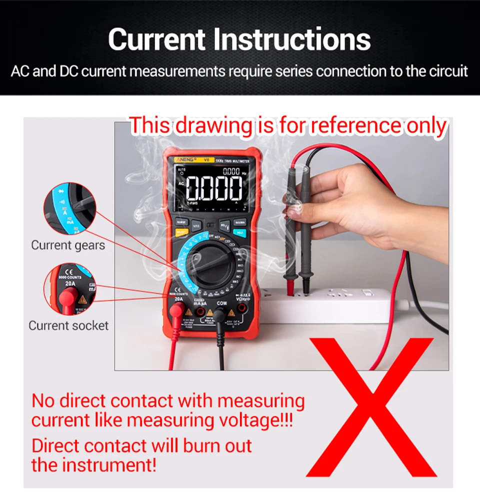 ANENG SZ305 Digital Multimeter Professional AC/DC Voltage Ammeter Capacitor HFE Triode NCV Voltage Induction Electrician Tester