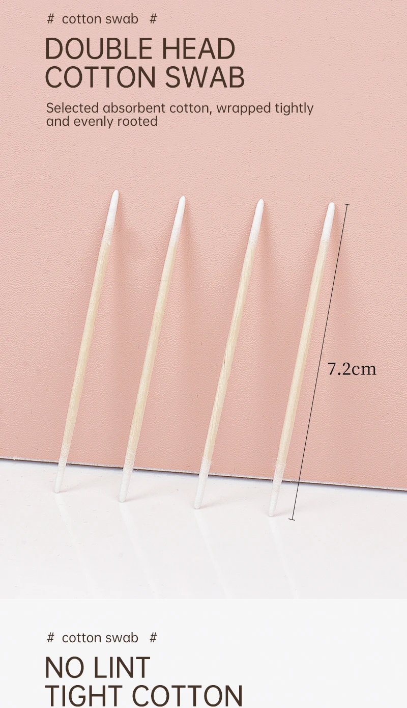 Disposable Ultra-small Double-end Wood Cotton Swab 100pcs Lint Free Micro Brushes Eyelash Extension Glue Removing Tools