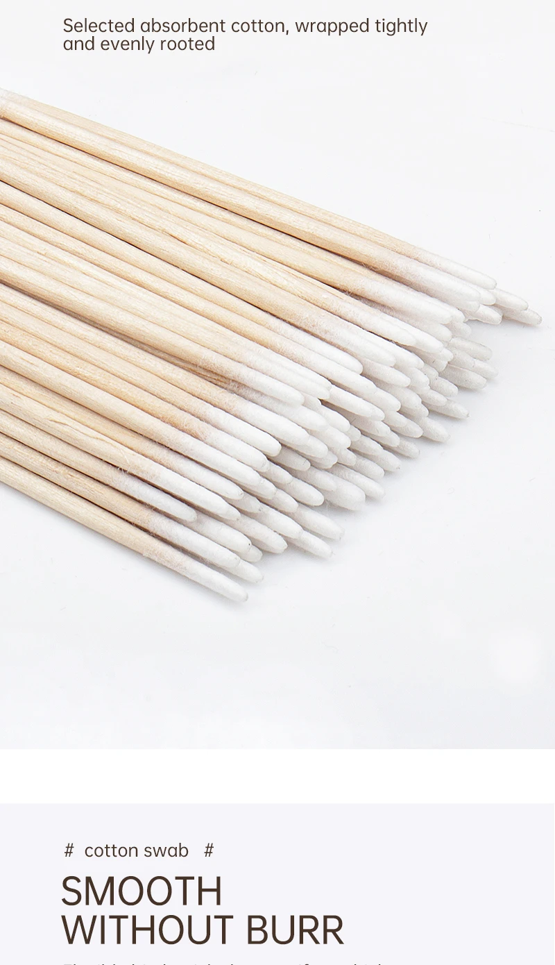 Disposable Ultra-small Double-end Wood Cotton Swab 100pcs Lint Free Micro Brushes Eyelash Extension Glue Removing Tools