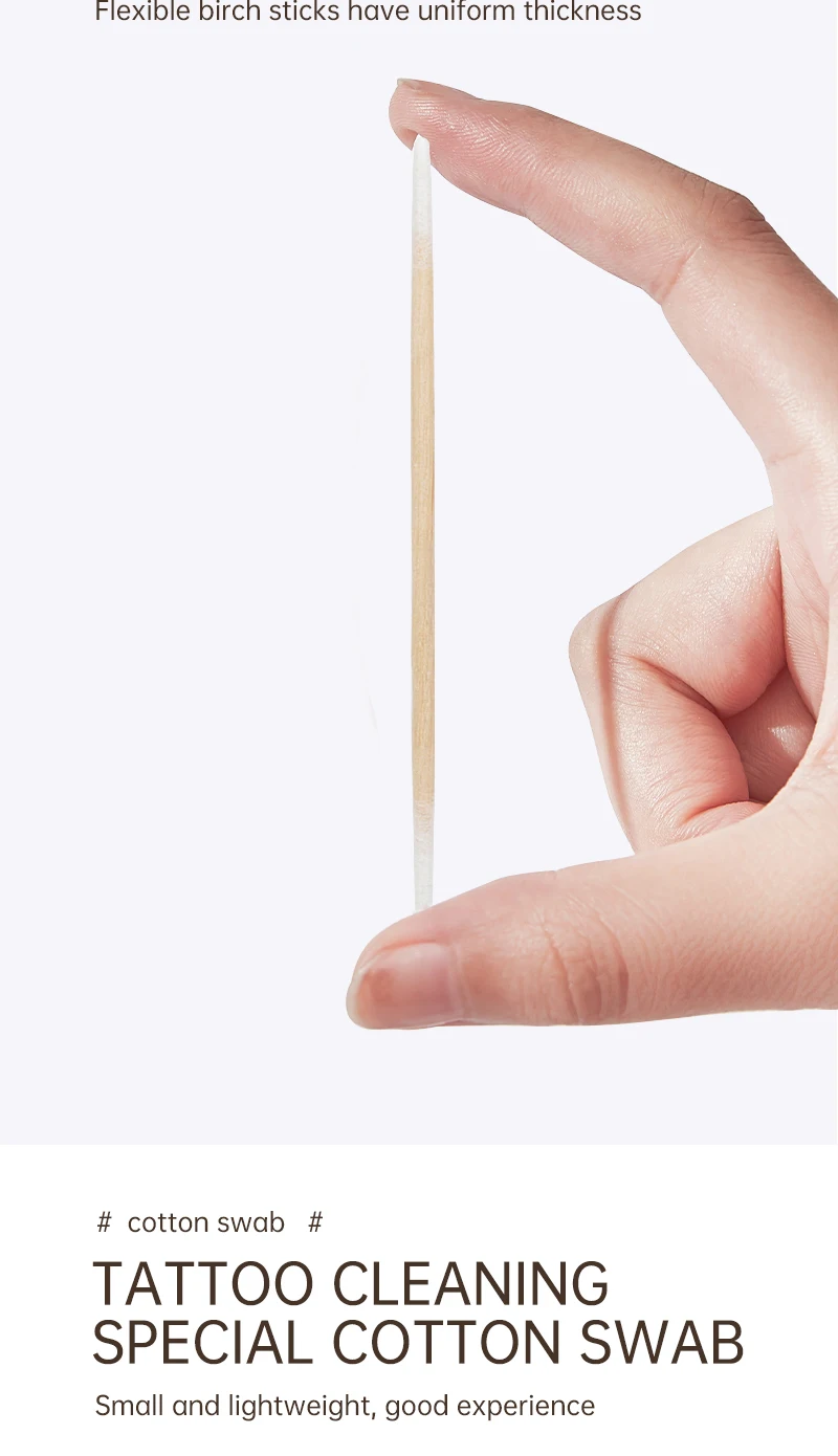 Disposable Ultra-small Double-end Wood Cotton Swab 100pcs Lint Free Micro Brushes Eyelash Extension Glue Removing Tools