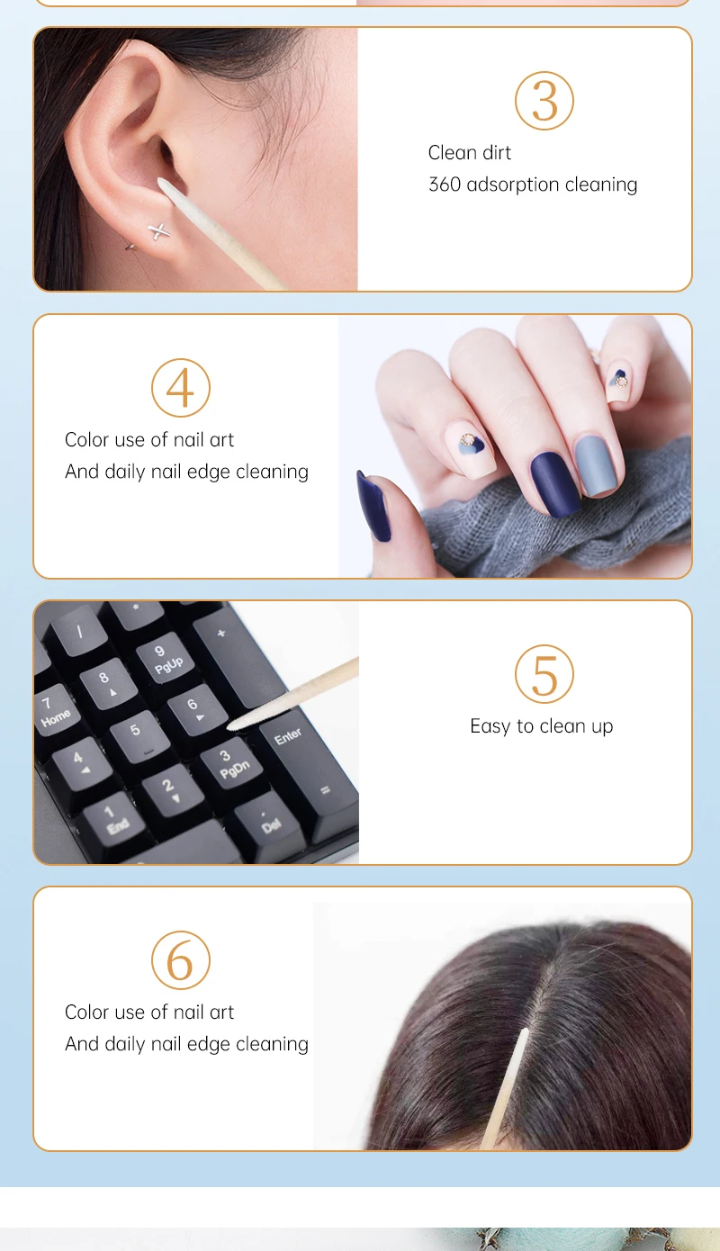 Disposable Ultra-small Double-end Wood Cotton Swab 100pcs Lint Free Micro Brushes Eyelash Extension Glue Removing Tools