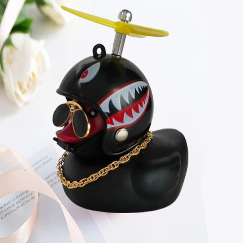 Car Duck With Helmet Broken Wind Pendant Small Yellow Duck Road Bike Motor Helmet Riding Cycling Accessories Without Lights