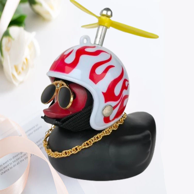 Car Duck With Helmet Broken Wind Pendant Small Yellow Duck Road Bike Motor Helmet Riding Cycling Accessories Without Lights