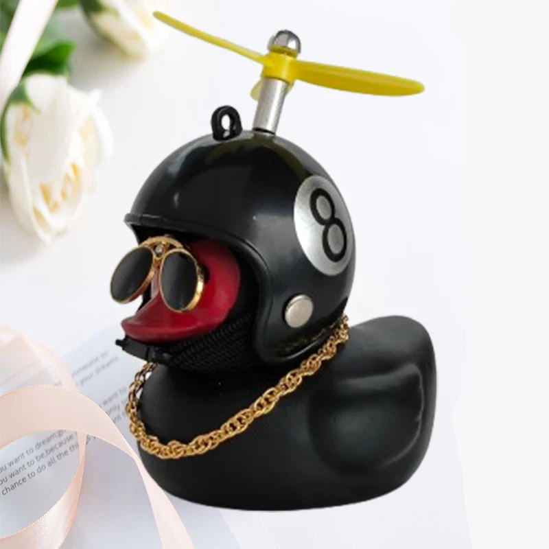 Car Duck With Helmet Broken Wind Pendant Small Yellow Duck Road Bike Motor Helmet Riding Cycling Accessories Without Lights
