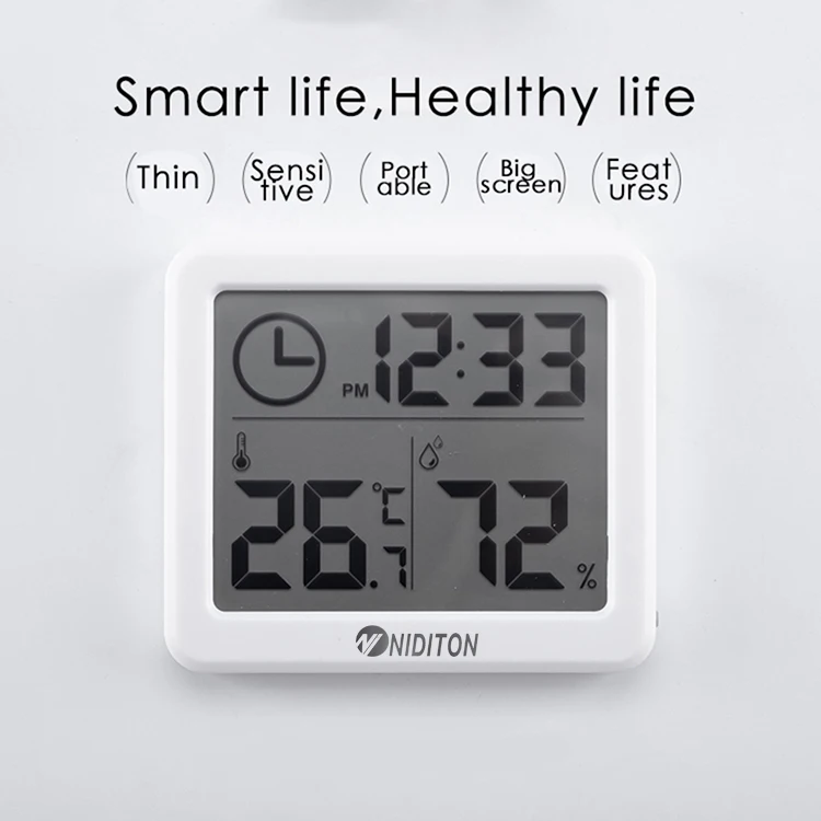 Digital Clock Desk Clock with Temperature Humidity Wall Clocks for Home Kitchen Office Desk Decorations NIDITON