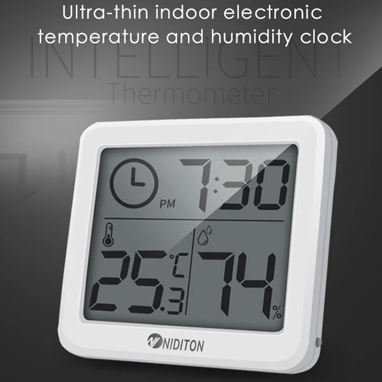 Digital Clock Desk Clock with Temperature Humidity Wall Clocks for Home Kitchen Office Desk Decorations NIDITON