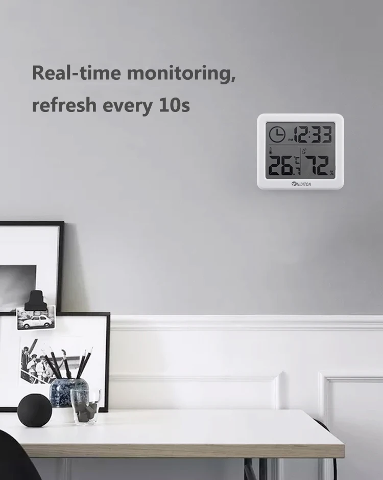 Digital Clock Desk Clock with Temperature Humidity Wall Clocks for Home Kitchen Office Desk Decorations NIDITON