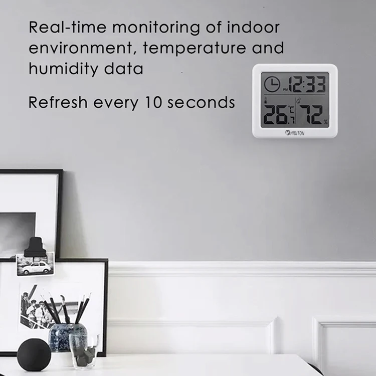 Digital Clock Desk Clock with Temperature Humidity Wall Clocks for Home Kitchen Office Desk Decorations NIDITON