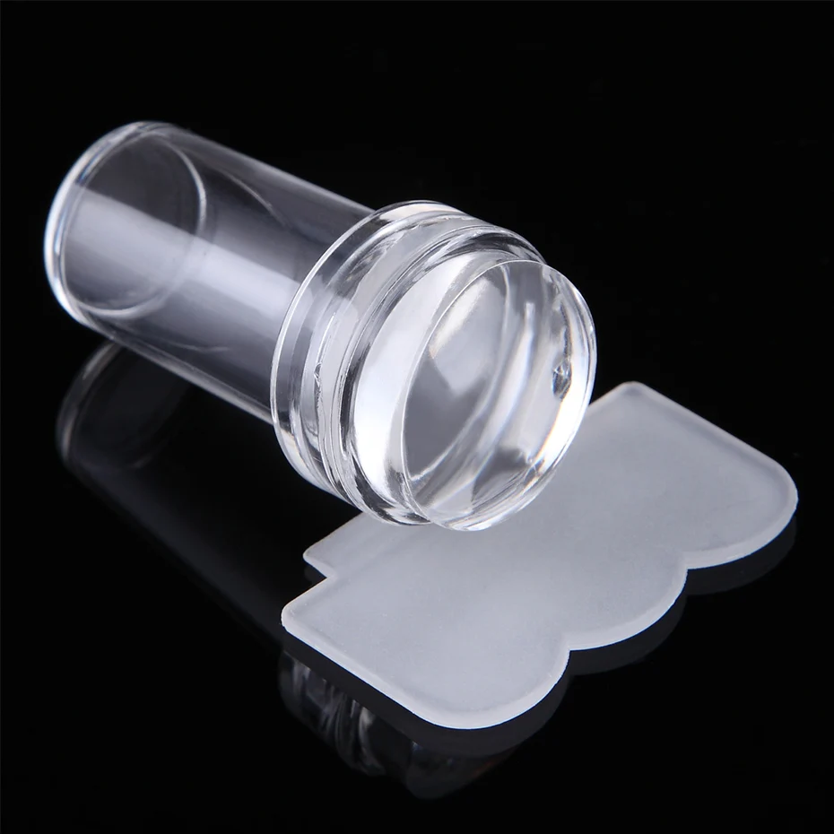 1pc Transparent Silicone Nail Art Stamping Kit French Design For Manicure Plate Stamp Polish Seal Two Side Stamper Scraper Tools