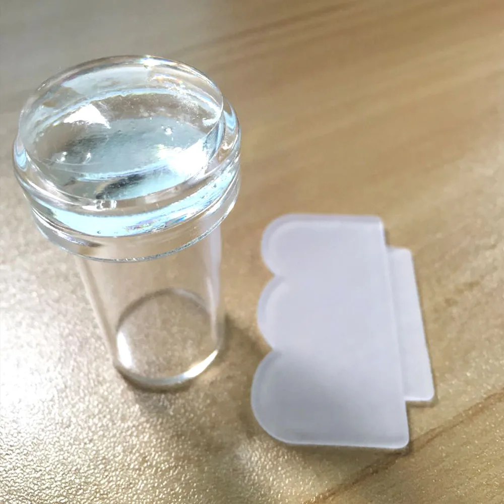 1pc Transparent Silicone Nail Art Stamping Kit French Design For Manicure Plate Stamp Polish Seal Two Side Stamper Scraper Tools