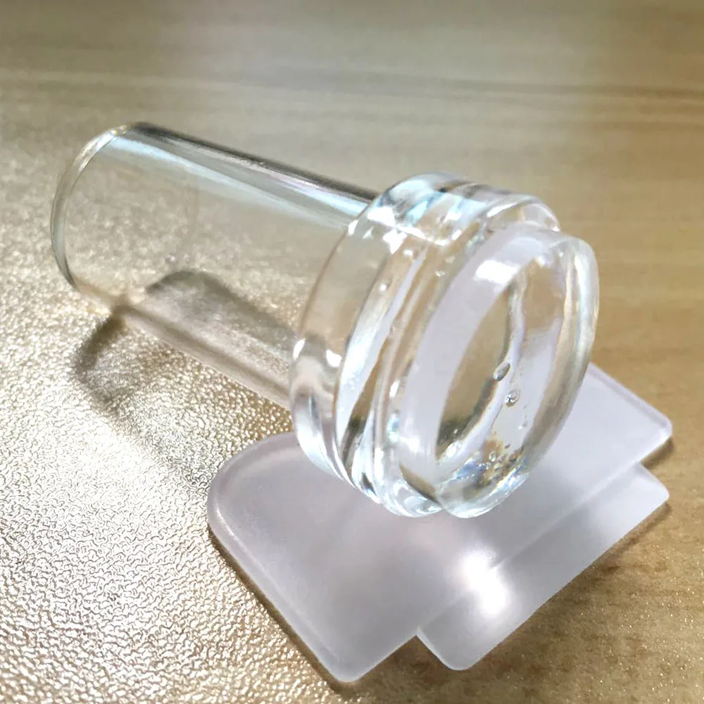 1pc Transparent Silicone Nail Art Stamping Kit French Design For Manicure Plate Stamp Polish Seal Two Side Stamper Scraper Tools