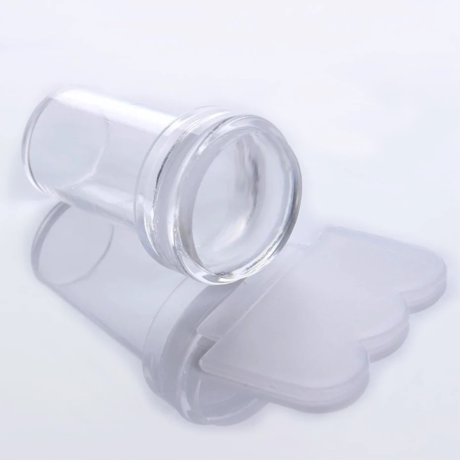 1pc Transparent Silicone Nail Art Stamping Kit French Design For Manicure Plate Stamp Polish Seal Two Side Stamper Scraper Tools