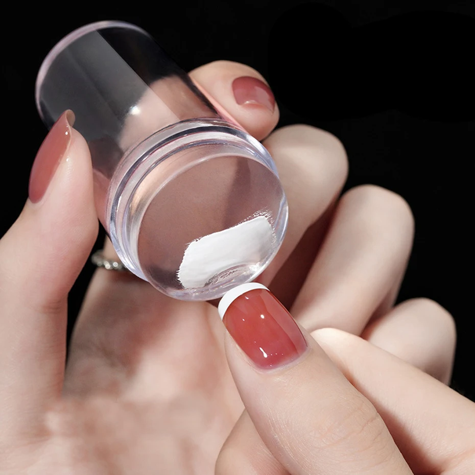 1pc Transparent Silicone Nail Art Stamping Kit French Design For Manicure Plate Stamp Polish Seal Two Side Stamper Scraper Tools