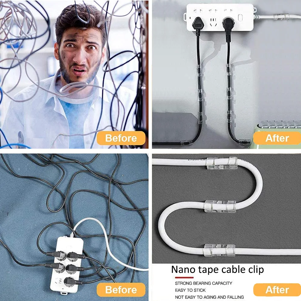 Cable Organizer Clips Cable Management Desktop & Workstation ABS Wire Manager Cord Holder USB Charging Data Line Bobbin Winder