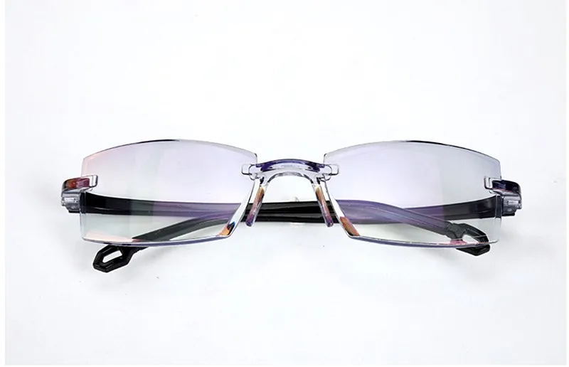 2 Pair New Men Women Rimless Reading Glasses Anti Blue Light Bifocal Far Near Magnification Eyewear Presbyopic Glasses +150 +200