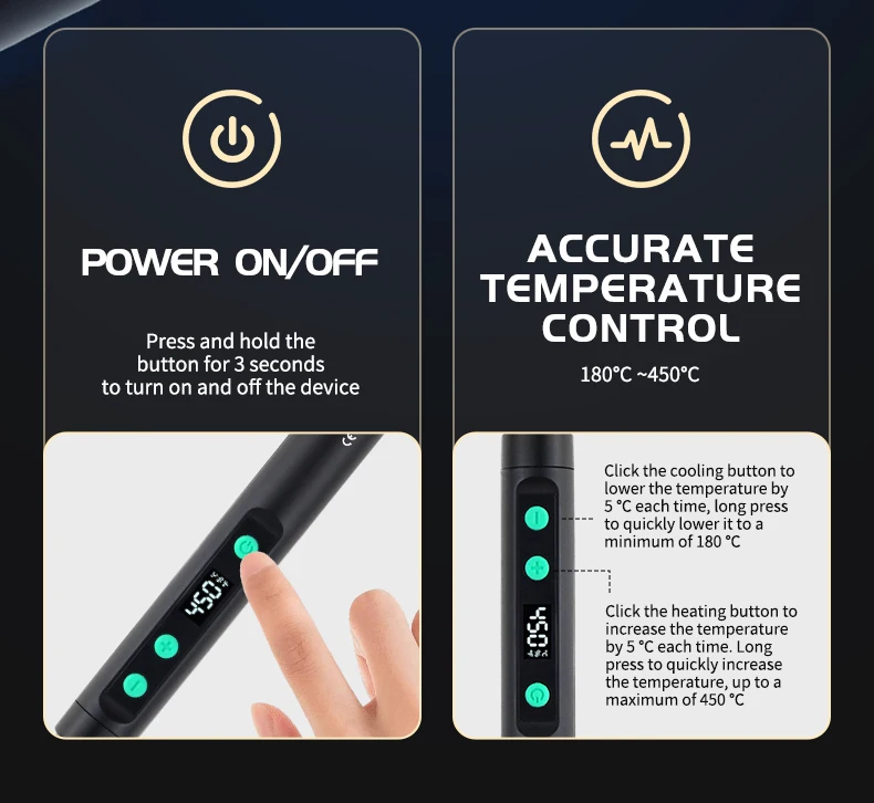USB Soldering Iron Mini Small Soldering Iron Set Portable Household Type-C Interface 800mAh Battery Adjustable Temperature