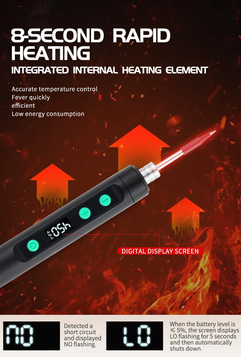 USB Soldering Iron Mini Small Soldering Iron Set Portable Household Type-C Interface 800mAh Battery Adjustable Temperature