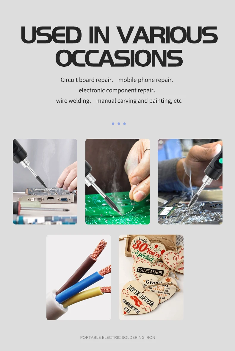 USB Soldering Iron Mini Small Soldering Iron Set Portable Household Type-C Interface 800mAh Battery Adjustable Temperature