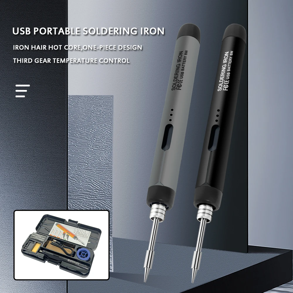 USB Soldering Iron Mini Small Soldering Iron Set Portable Household Type-C Interface 800mAh Battery Adjustable Temperature