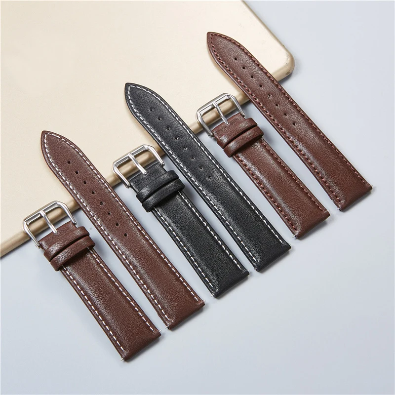 Genuine Leather Watchbands Calfskin Replace Wristwatch Straps 18mm 20mm 22mm 24mm Watch Accessories Men Women Soft Watchband