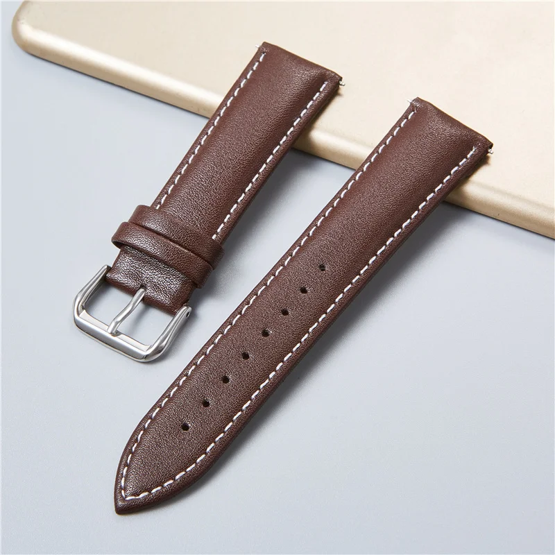 Genuine Leather Watchbands Calfskin Replace Wristwatch Straps 18mm 20mm 22mm 24mm Watch Accessories Men Women Soft Watchband