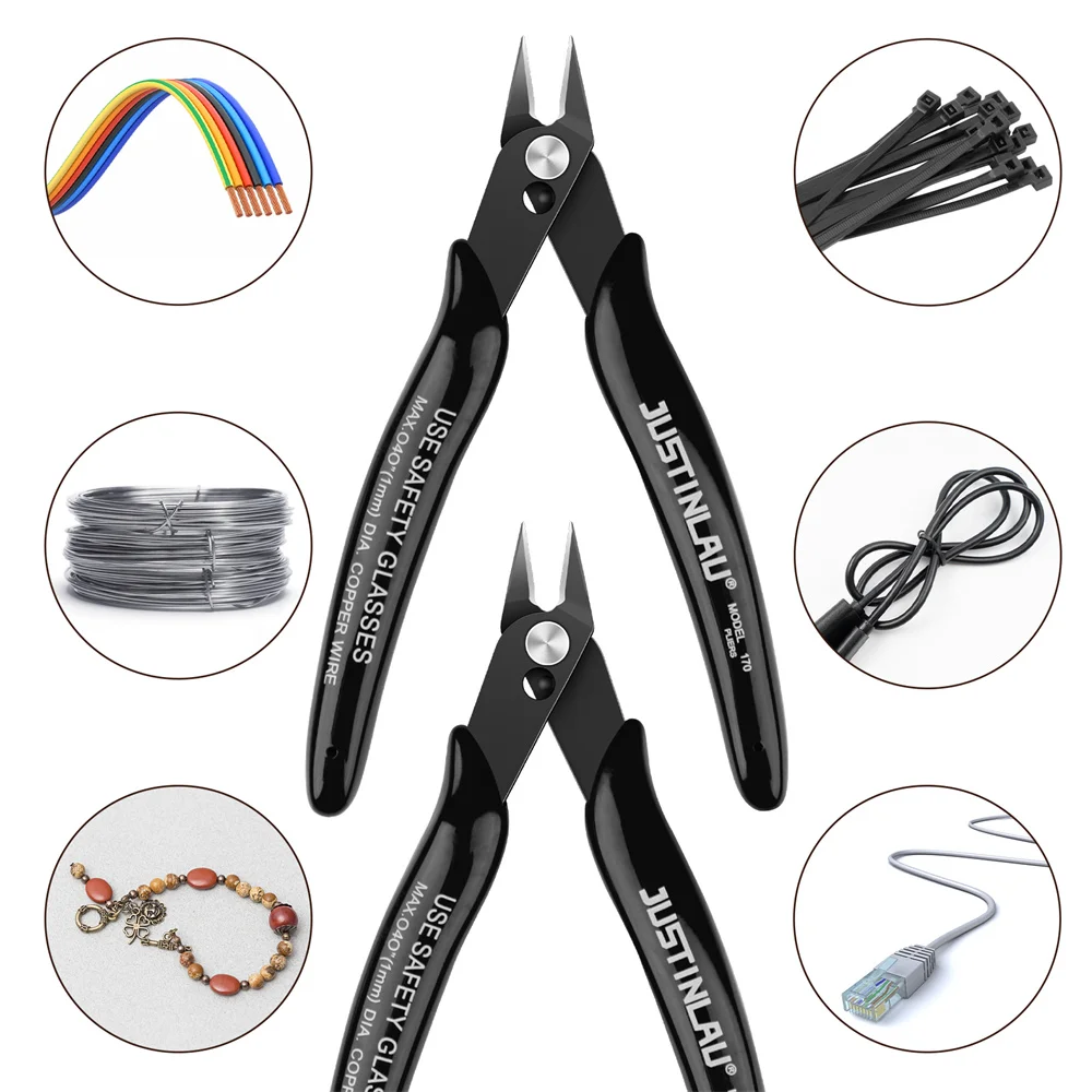 2Pcs Mini Nose Cutting Plier Electrical Wire Cable Cutter Metal Side Snips Flush Pliers Convenient Durable Tool