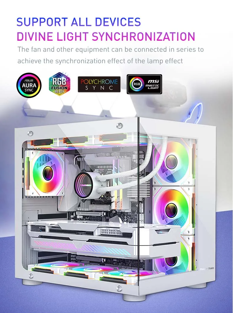 UPSIREN UF-1 PRISM 4 PRO Computer Chassis Fan 12cm ARGB 4 Pin PWM Quiet Cooling Fan 12V Large Air Volume 45.2CFM/600-1500RPM