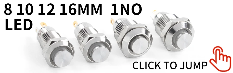 1NO High head Waterproof Metal Push Button Switch LED Light Self-locking/reset 3/6/12/24/220V 8/10/12/16mm Oxidized black
