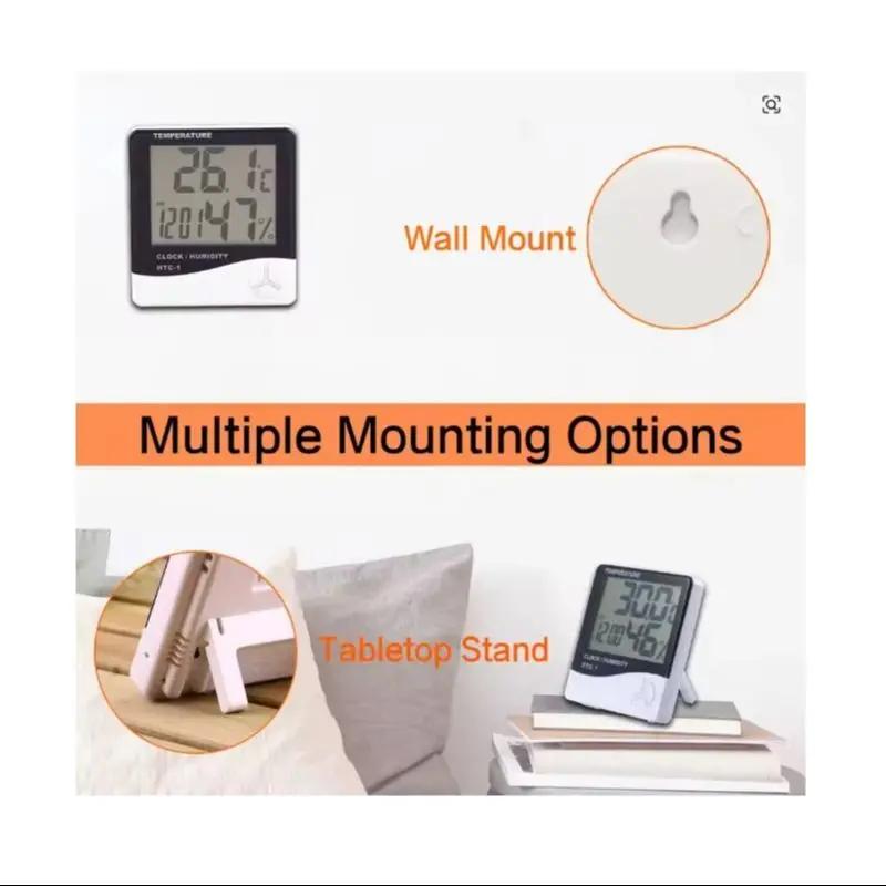 LCD Digital Temperature Humidity Meter HTC-2/HTC-1 Home Indoor Outdoor Hygrometer Thermometer Weather Station with Clock