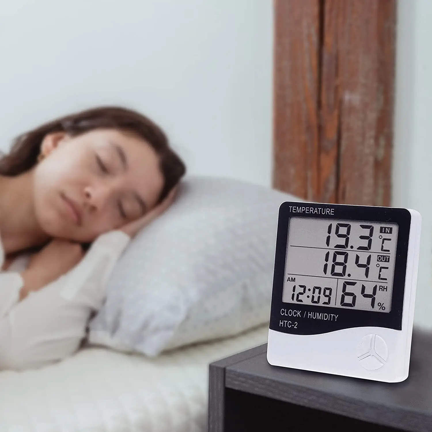 LCD Digital Temperature Humidity Meter HTC-2/HTC-1 Home Indoor Outdoor Hygrometer Thermometer Weather Station with Clock