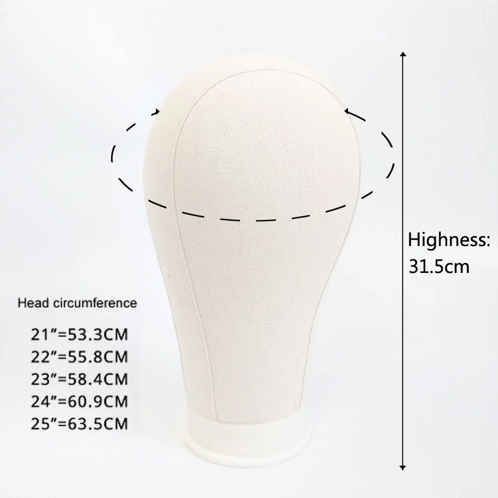 Canvas Wig Head Wig Stand 21-24inch Mannequin Head for Hairstyling Displaying Making Wig Stand With Head Wig Supports Holder