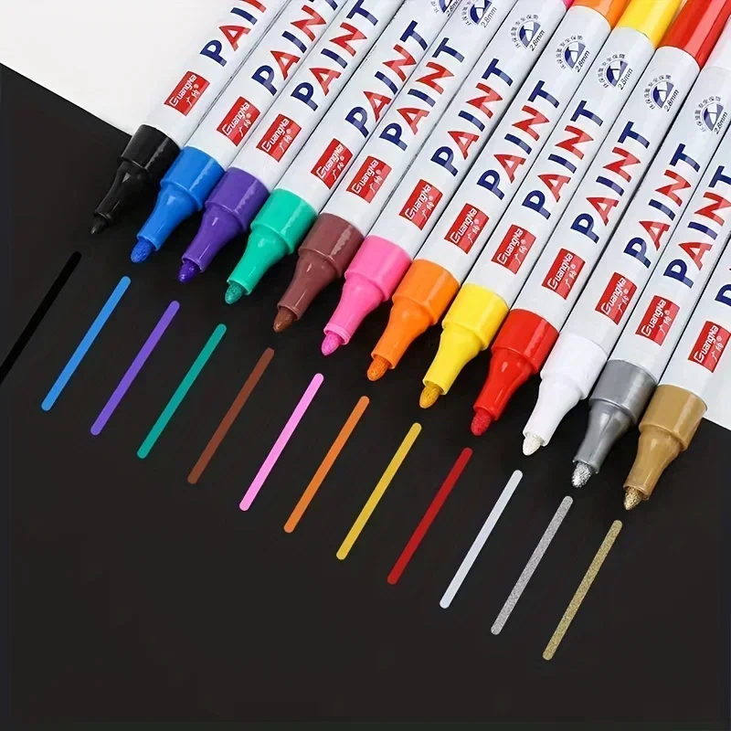 Car Paint Pen Waterproof Car Wheel Tire Oily Painting Mark Pen Auto Rubber Tyre Tread CD Metal Permanent Paint Marker