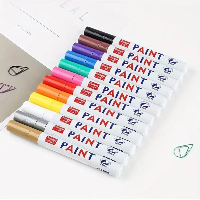 Car Paint Pen Waterproof Car Wheel Tire Oily Painting Mark Pen Auto Rubber Tyre Tread CD Metal Permanent Paint Marker