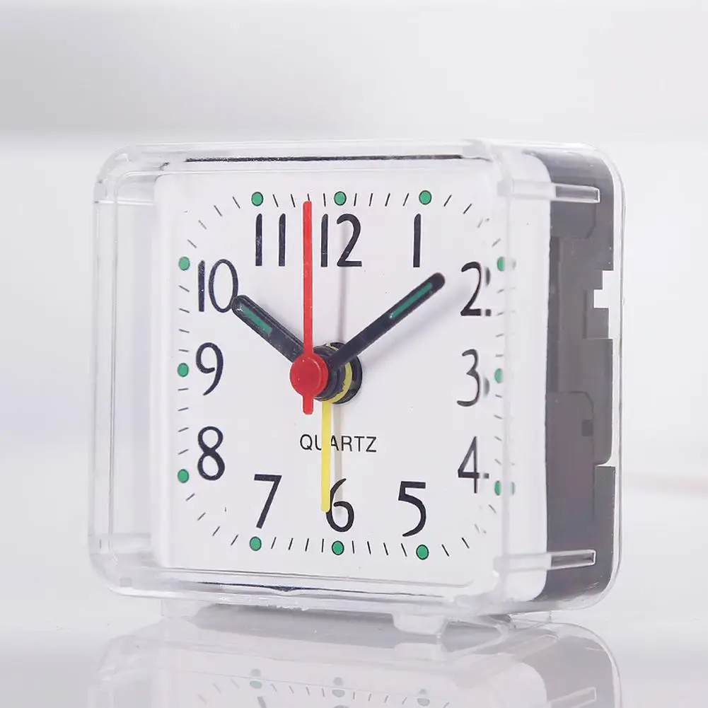 Bedside Small Alarm Clock Quartz Battery Square Candy Color Student Bedroom Alarm Clock Wake Up With Beeping Sound