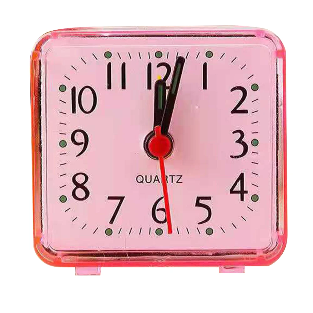 Bedside Small Alarm Clock Quartz Battery Square Candy Color Student Bedroom Alarm Clock Wake Up With Beeping Sound