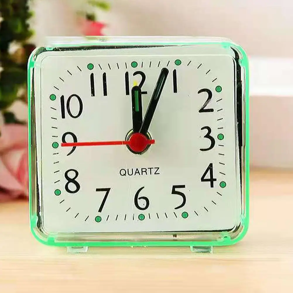 Bedside Small Alarm Clock Quartz Battery Square Candy Color Student Bedroom Alarm Clock Wake Up With Beeping Sound