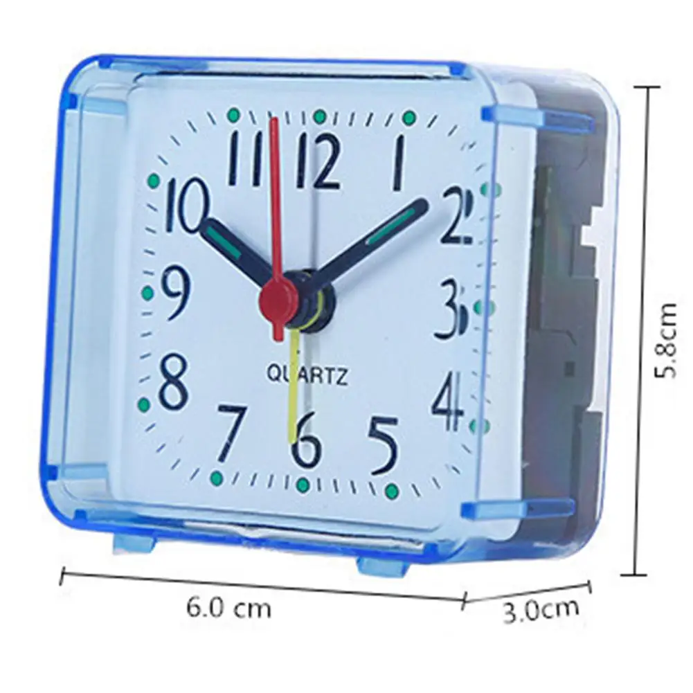 Bedside Small Alarm Clock Quartz Battery Square Candy Color Student Bedroom Alarm Clock Wake Up With Beeping Sound