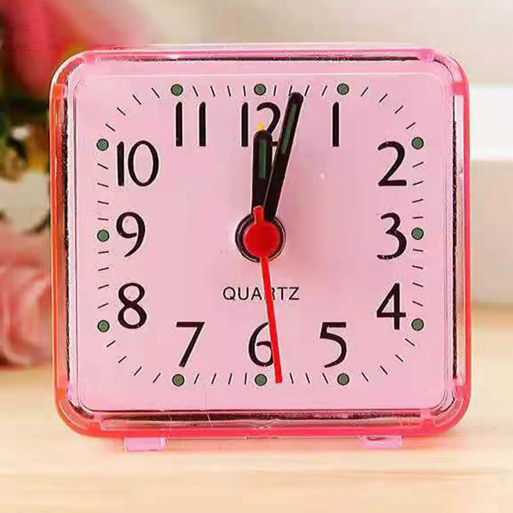Bedside Small Alarm Clock Quartz Battery Square Candy Color Student Bedroom Alarm Clock Wake Up With Beeping Sound
