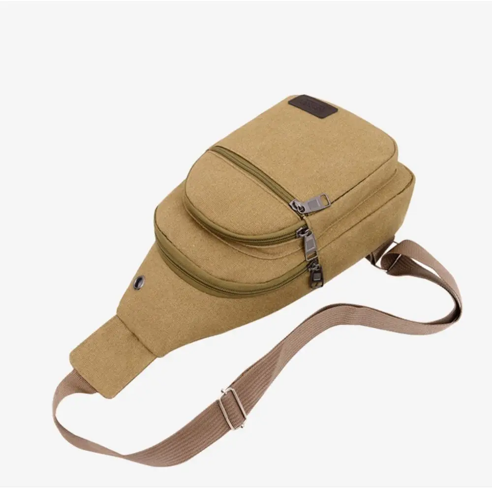 New Canvas Men Chest Bag Large Capacity Chest Pack Casual Sling Bag Sports Male Shoulder Bag Outdoor Crossbody Bag