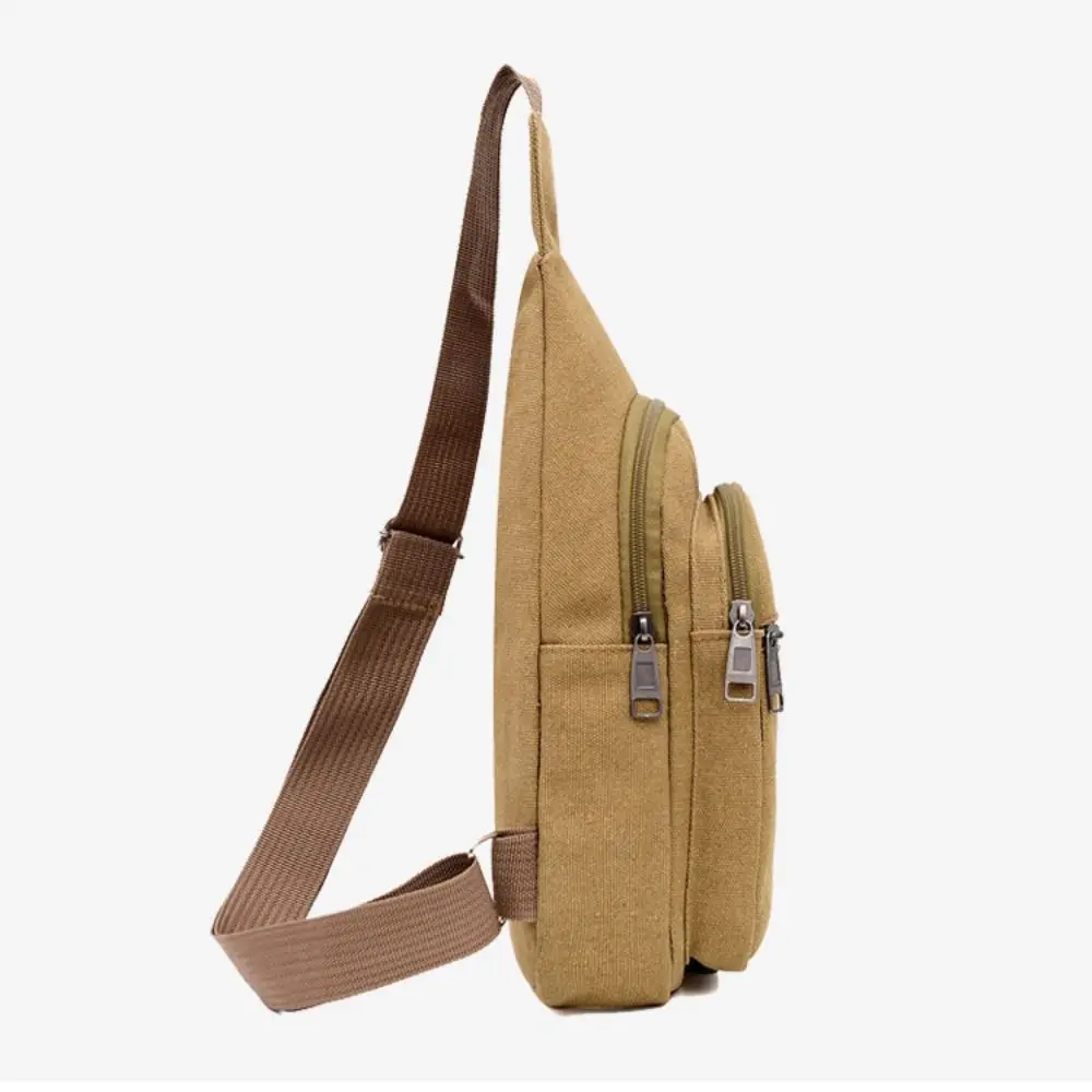 New Canvas Men Chest Bag Large Capacity Chest Pack Casual Sling Bag Sports Male Shoulder Bag Outdoor Crossbody Bag