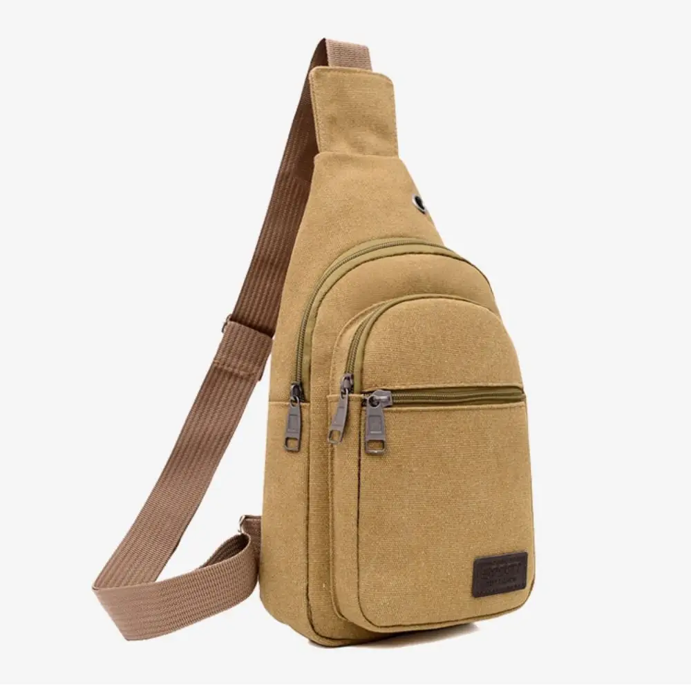 New Canvas Men Chest Bag Large Capacity Chest Pack Casual Sling Bag Sports Male Shoulder Bag Outdoor Crossbody Bag