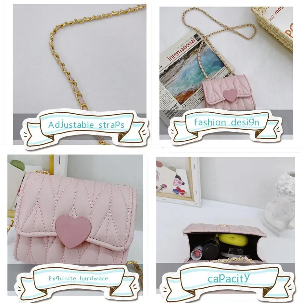 Lovely Heart Baby Girls Mini Shoulder Bags Kids Coin Purse Accessories Handbags Children's Square Messenger Bag