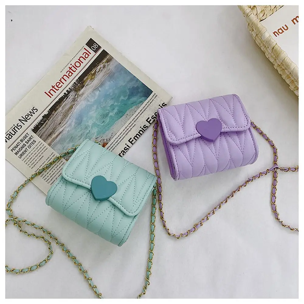 Lovely Heart Baby Girls Mini Shoulder Bags Kids Coin Purse Accessories Handbags Children's Square Messenger Bag