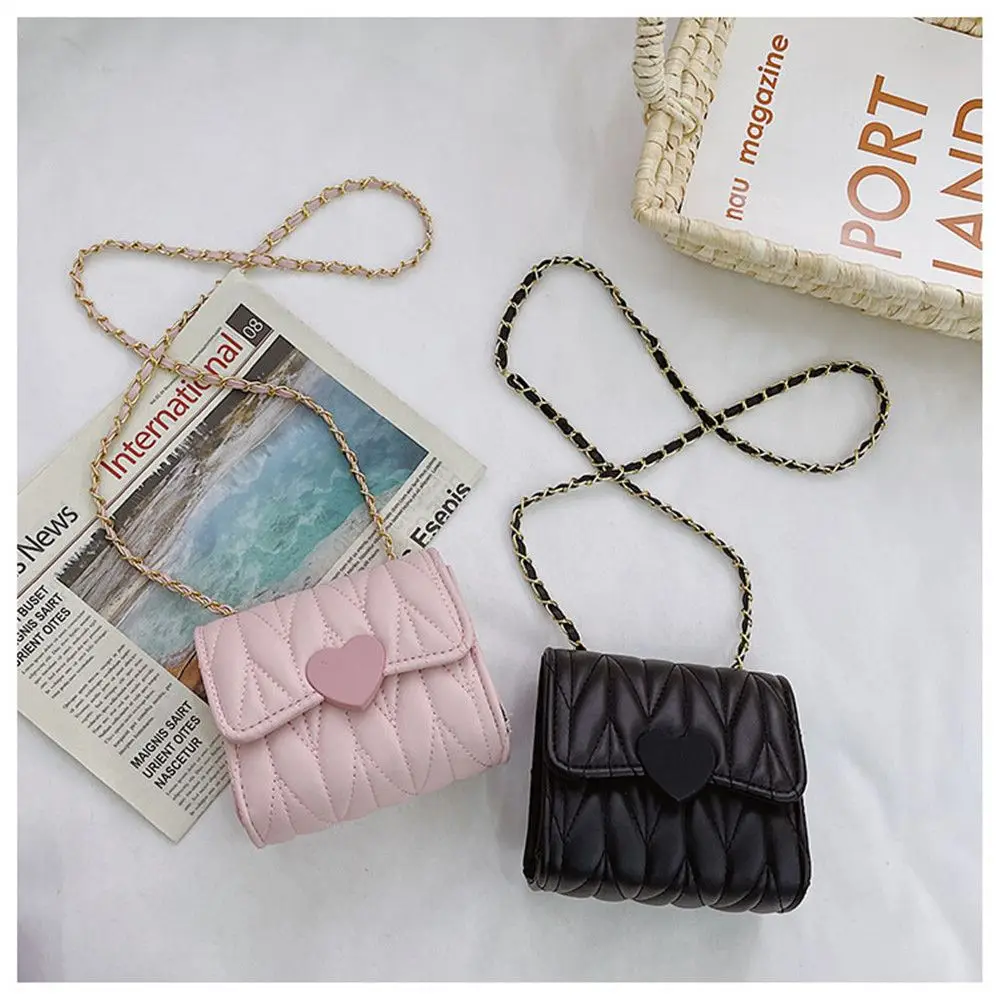 Lovely Heart Baby Girls Mini Shoulder Bags Kids Coin Purse Accessories Handbags Children's Square Messenger Bag