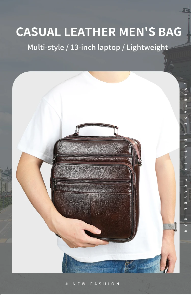 WESTAL Men's Bag Genuine Leather Messenger 13inch Laptop Bags for Document Business Bag Men Shoulder Purses 6173