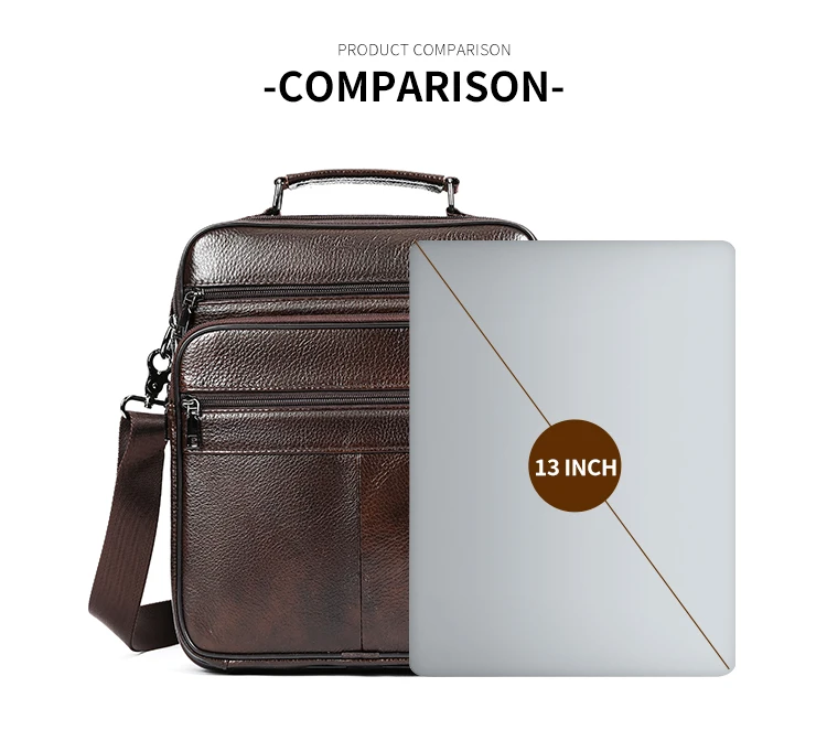 WESTAL Men's Bag Genuine Leather Messenger 13inch Laptop Bags for Document Business Bag Men Shoulder Purses 6173