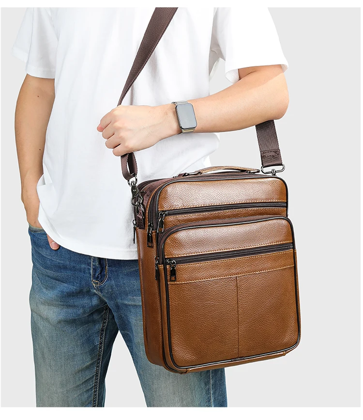 WESTAL Men's Bag Genuine Leather Messenger 13inch Laptop Bags for Document Business Bag Men Shoulder Purses 6173