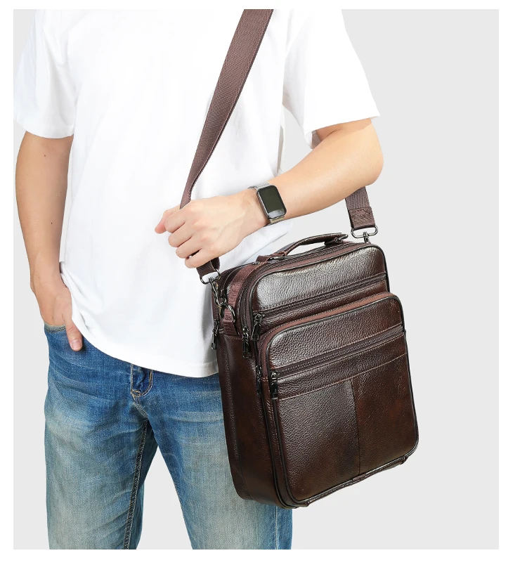 WESTAL Men's Bag Genuine Leather Messenger 13inch Laptop Bags for Document Business Bag Men Shoulder Purses 6173