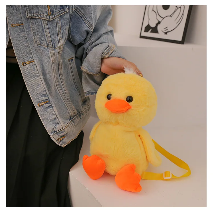 1-10PCS Small Yellow Duck Plush Bag 2024 New Cute Shoulder Bag Teenage Girls Traveling Backpack Hundreds of Animal Cartoon Bag