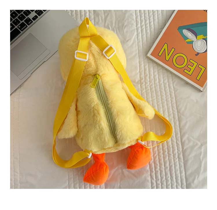 1-10PCS Small Yellow Duck Plush Bag 2024 New Cute Shoulder Bag Teenage Girls Traveling Backpack Hundreds of Animal Cartoon Bag